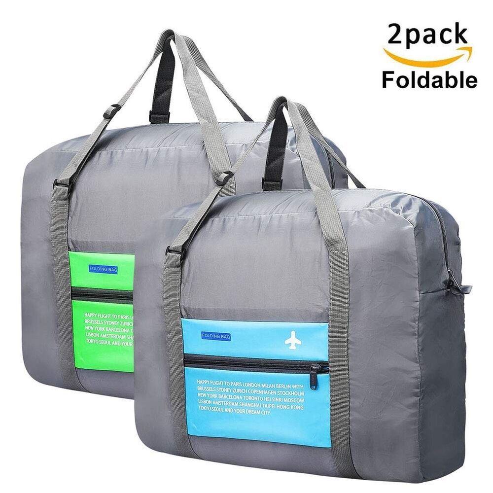 2pc Travel Duffel Foldable Lightweight Waterproof Gym Sports Bag For Women/Men